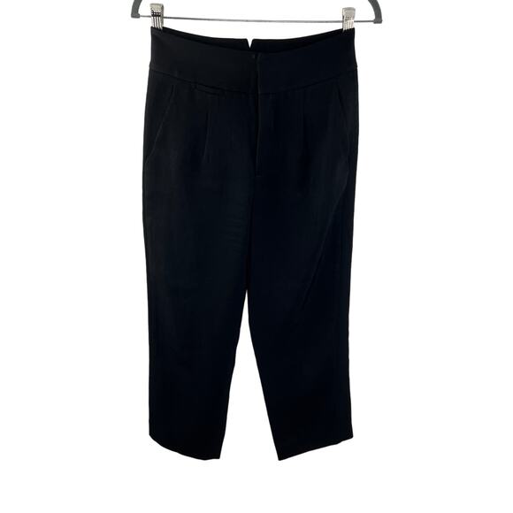ALEXANDER WANG Pleated Front Cropped Pants Trousers Size 2 Black High Waist - Picture 1 of 8